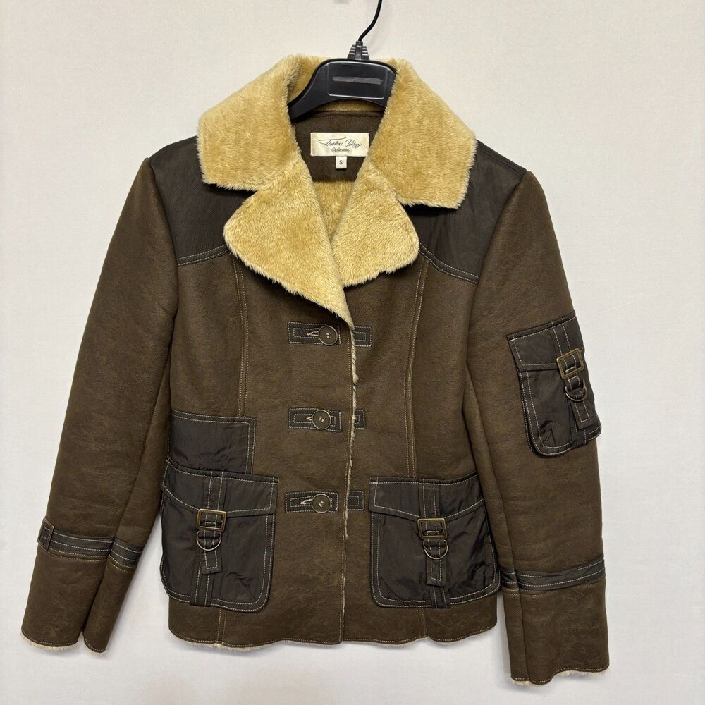 Tasha Polizzi Collection Women Faux Leather Fur Jacket Coat Size Small D128 -12